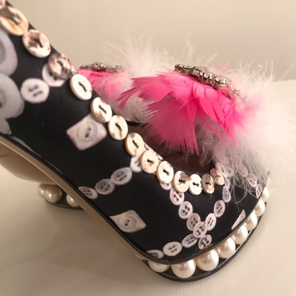 NICHOLAS KIRKWOOD BUTTON PRINTED FEATHER HEELS - Picture 4 of 8